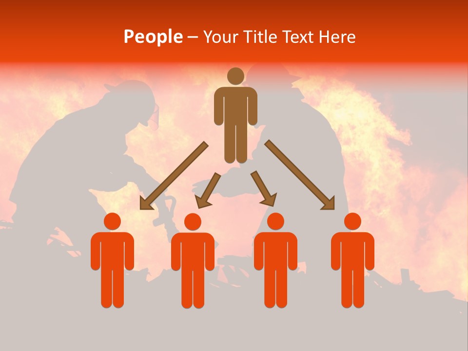 Two Fire Fighters In Silhouette Against A Blazing Background PowerPoint Template