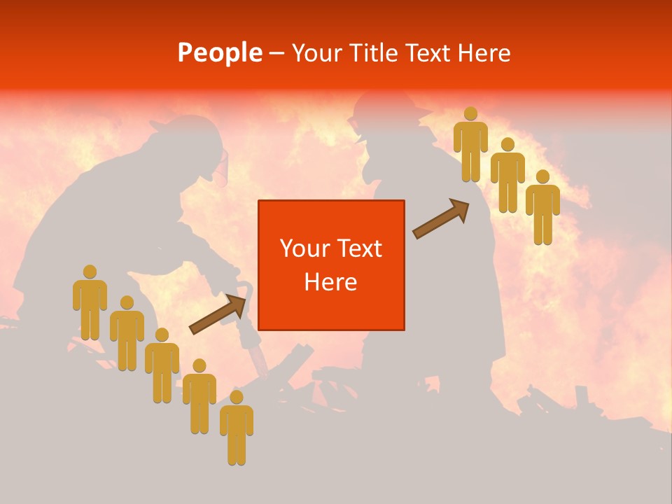 Two Fire Fighters In Silhouette Against A Blazing Background PowerPoint Template