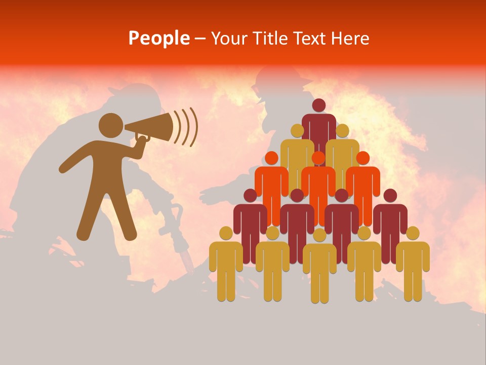 Two Fire Fighters In Silhouette Against A Blazing Background PowerPoint Template