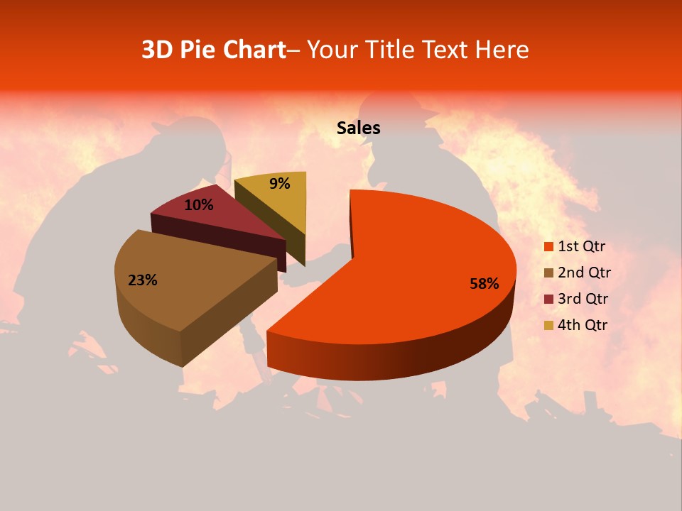 Two Fire Fighters In Silhouette Against A Blazing Background PowerPoint Template