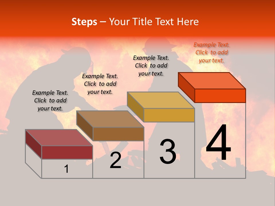 Two Fire Fighters In Silhouette Against A Blazing Background PowerPoint Template