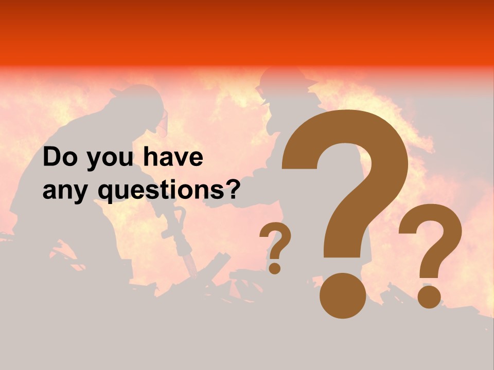 Two Fire Fighters In Silhouette Against A Blazing Background PowerPoint Template