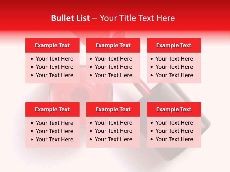 A Bottle Of Red Nail Polish With A Red Liquid Coming Out Of It PowerPoint Template