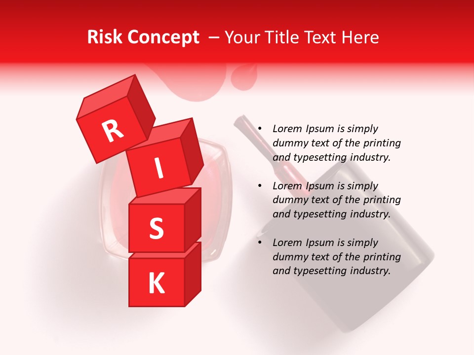 A Bottle Of Red Nail Polish With A Red Liquid Coming Out Of It PowerPoint Template