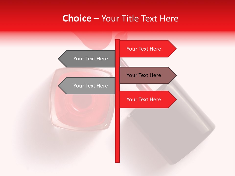 A Bottle Of Red Nail Polish With A Red Liquid Coming Out Of It PowerPoint Template