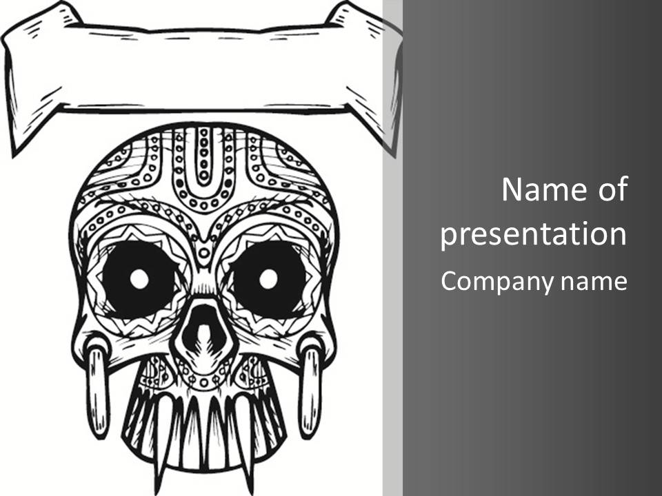 Black And White Symbol Skull PowerPoint Template