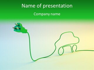 A Green And White Powerpoint Presentation With A Car Plugged Into It PowerPoint Template