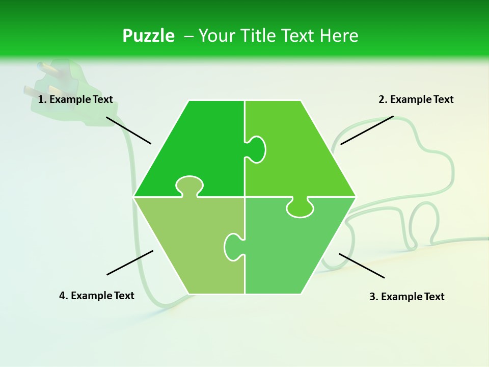 A Green And White Powerpoint Presentation With A Car Plugged Into It PowerPoint Template