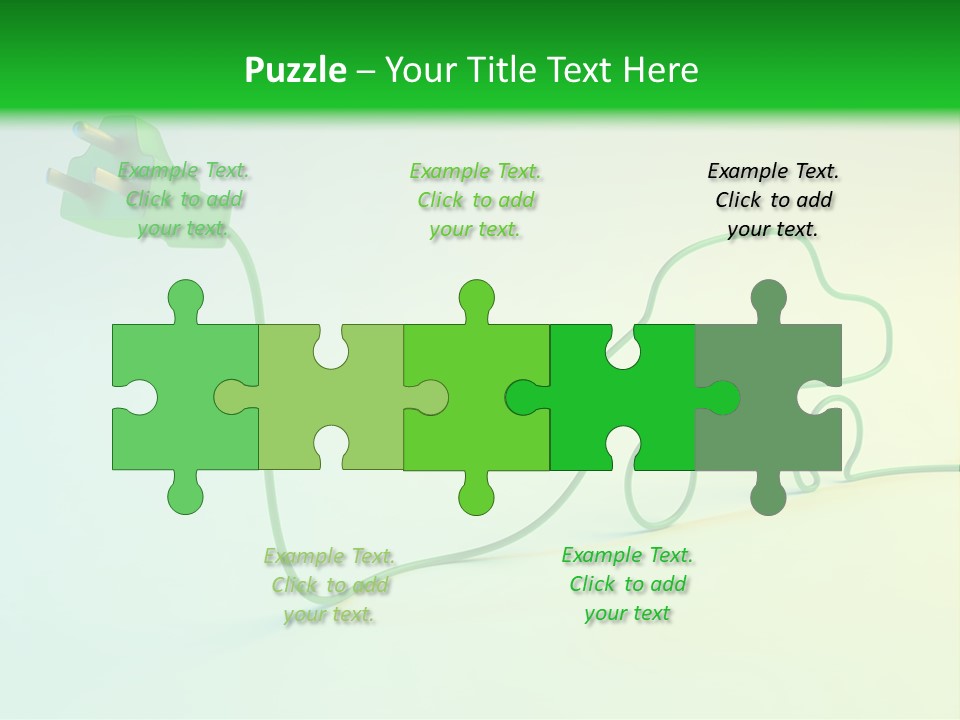 A Green And White Powerpoint Presentation With A Car Plugged Into It PowerPoint Template