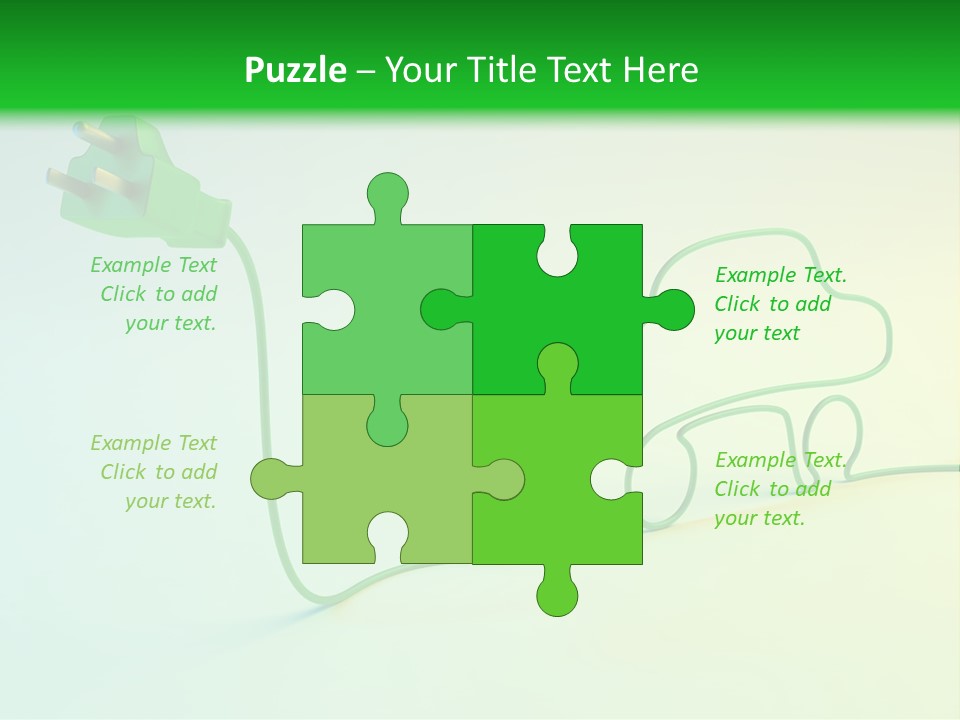 A Green And White Powerpoint Presentation With A Car Plugged Into It PowerPoint Template