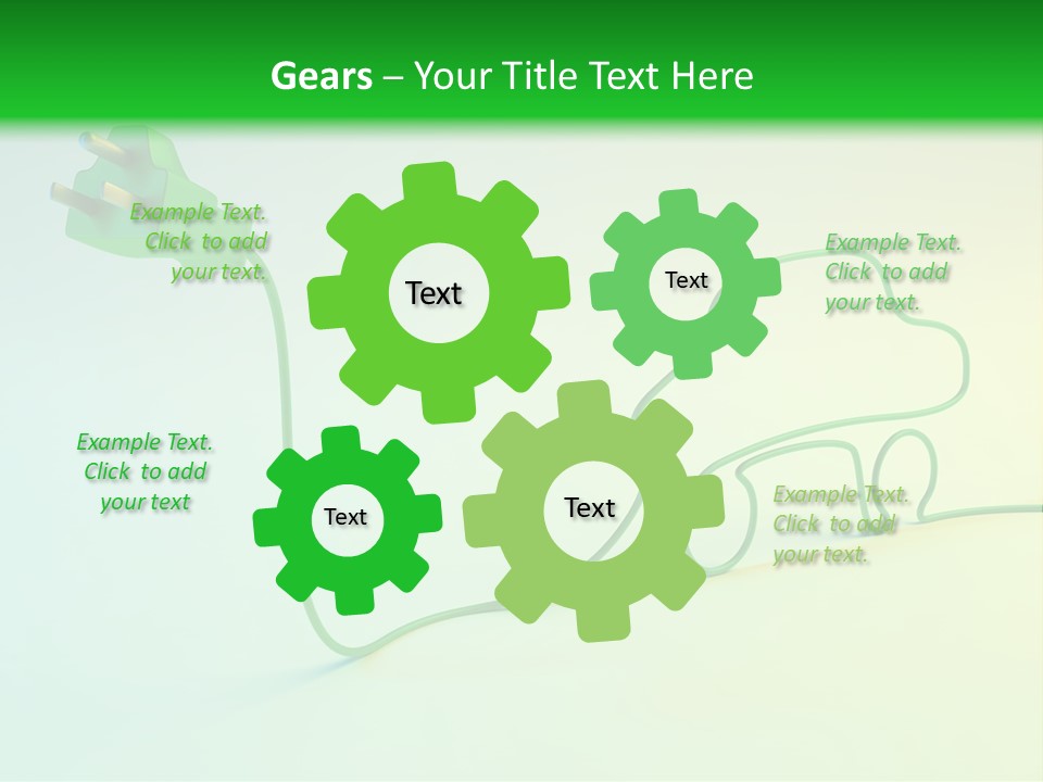 A Green And White Powerpoint Presentation With A Car Plugged Into It PowerPoint Template