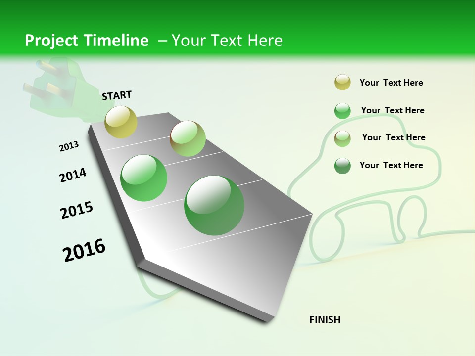 A Green And White Powerpoint Presentation With A Car Plugged Into It PowerPoint Template