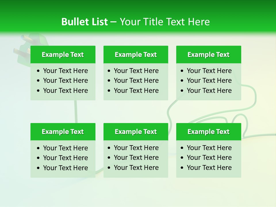 A Green And White Powerpoint Presentation With A Car Plugged Into It PowerPoint Template