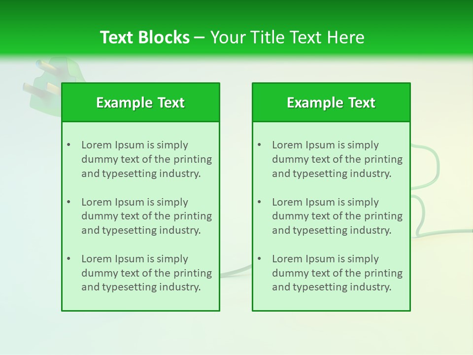 A Green And White Powerpoint Presentation With A Car Plugged Into It PowerPoint Template