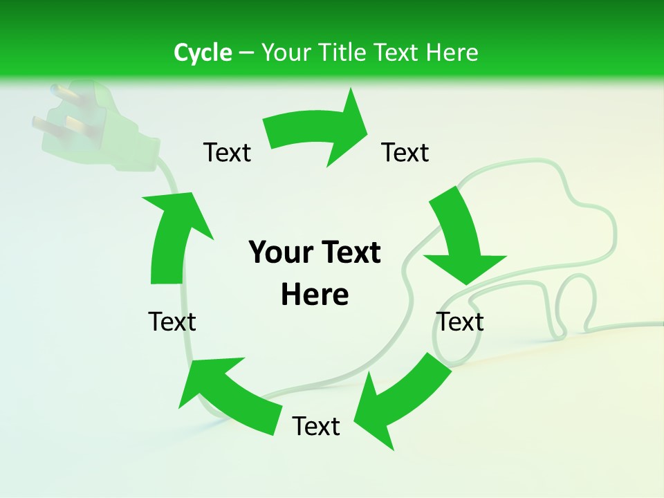 A Green And White Powerpoint Presentation With A Car Plugged Into It PowerPoint Template