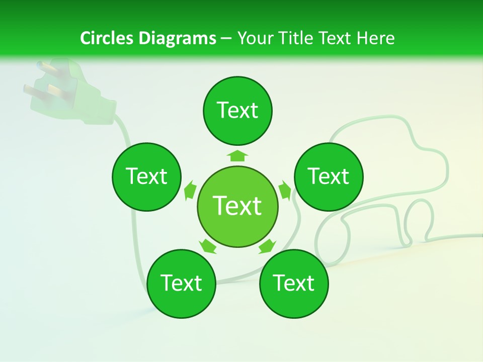 A Green And White Powerpoint Presentation With A Car Plugged Into It PowerPoint Template