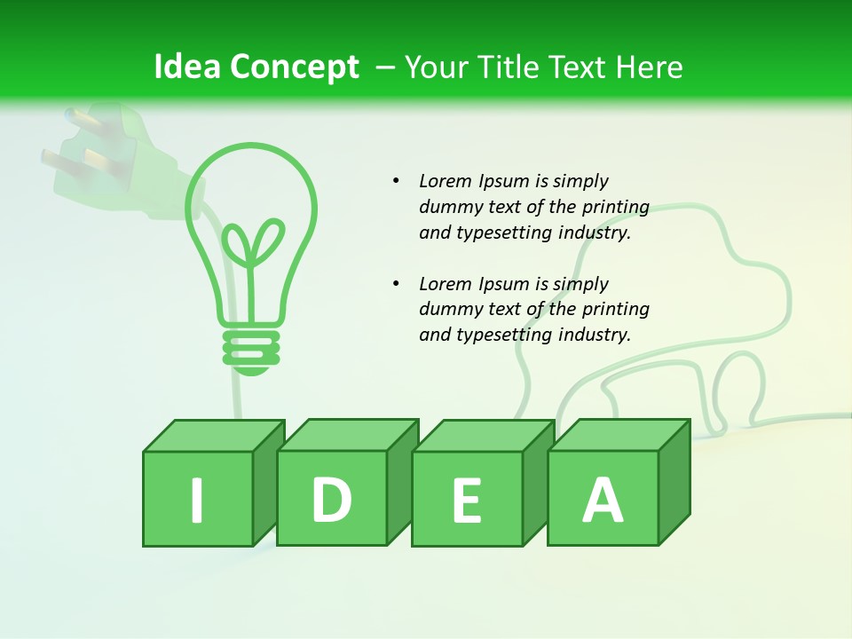 A Green And White Powerpoint Presentation With A Car Plugged Into It PowerPoint Template