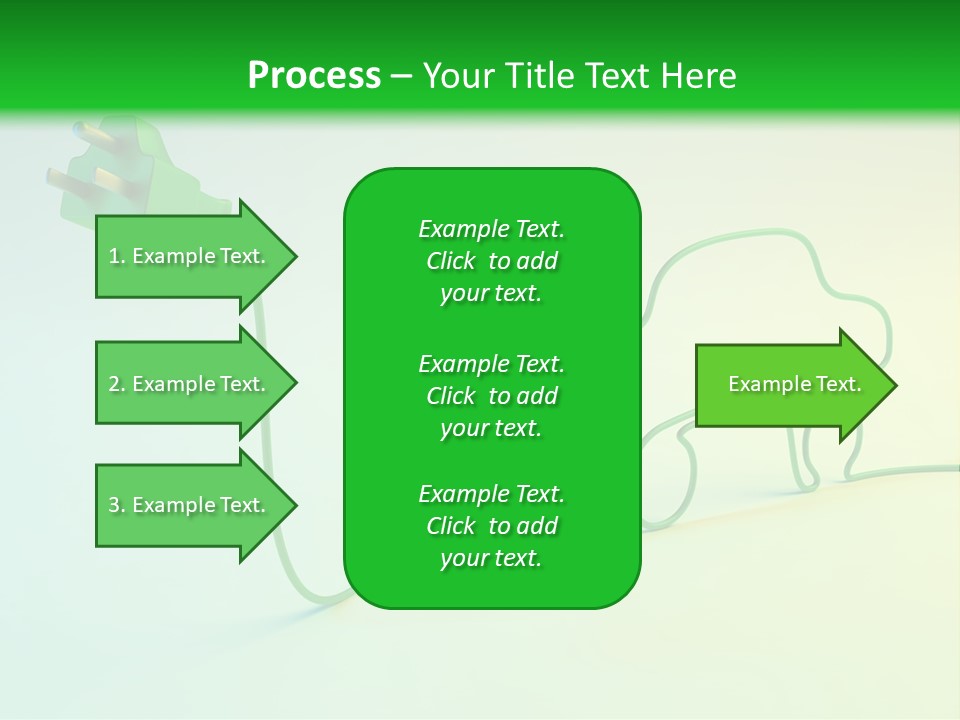 A Green And White Powerpoint Presentation With A Car Plugged Into It PowerPoint Template