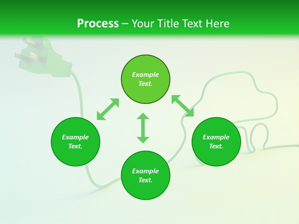 A Green And White Powerpoint Presentation With A Car Plugged Into It PowerPoint Template
