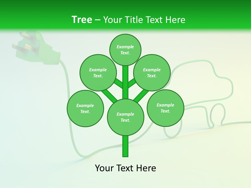 A Green And White Powerpoint Presentation With A Car Plugged Into It PowerPoint Template