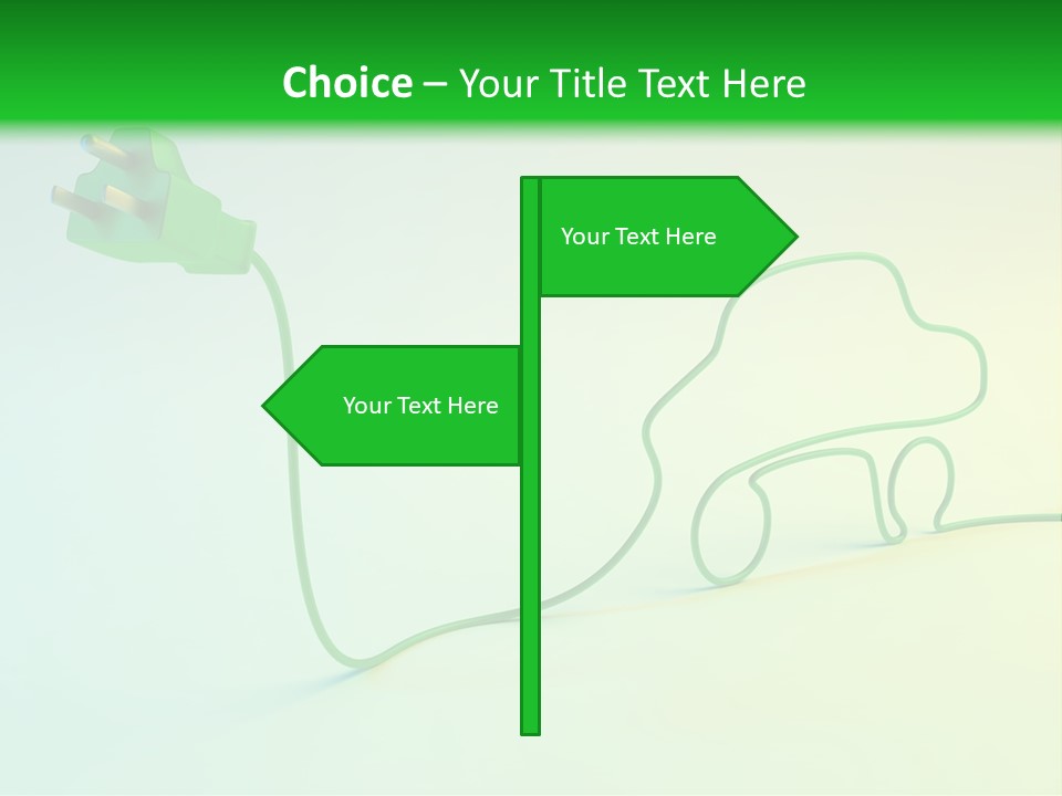 A Green And White Powerpoint Presentation With A Car Plugged Into It PowerPoint Template