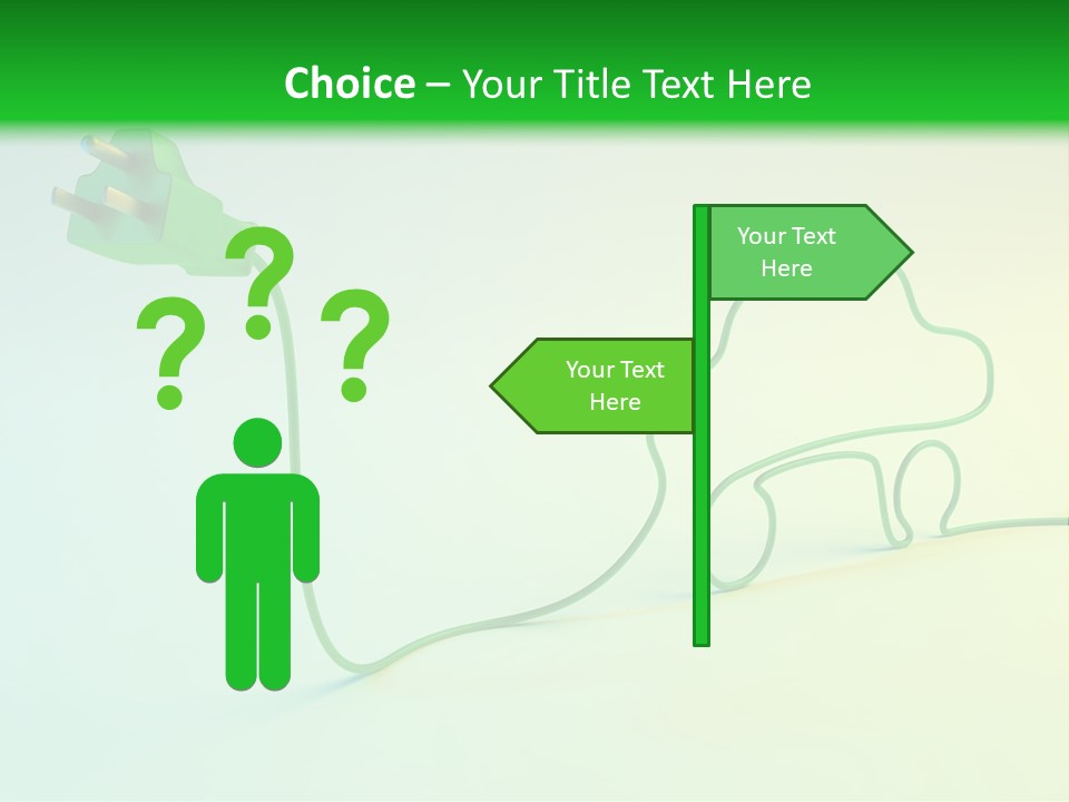 A Green And White Powerpoint Presentation With A Car Plugged Into It PowerPoint Template