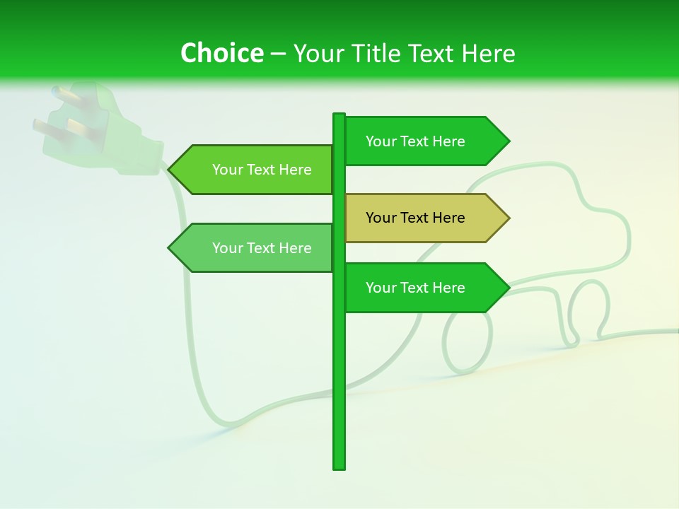 A Green And White Powerpoint Presentation With A Car Plugged Into It PowerPoint Template