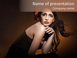 Brunette Caucasian Face PowerPoint Template