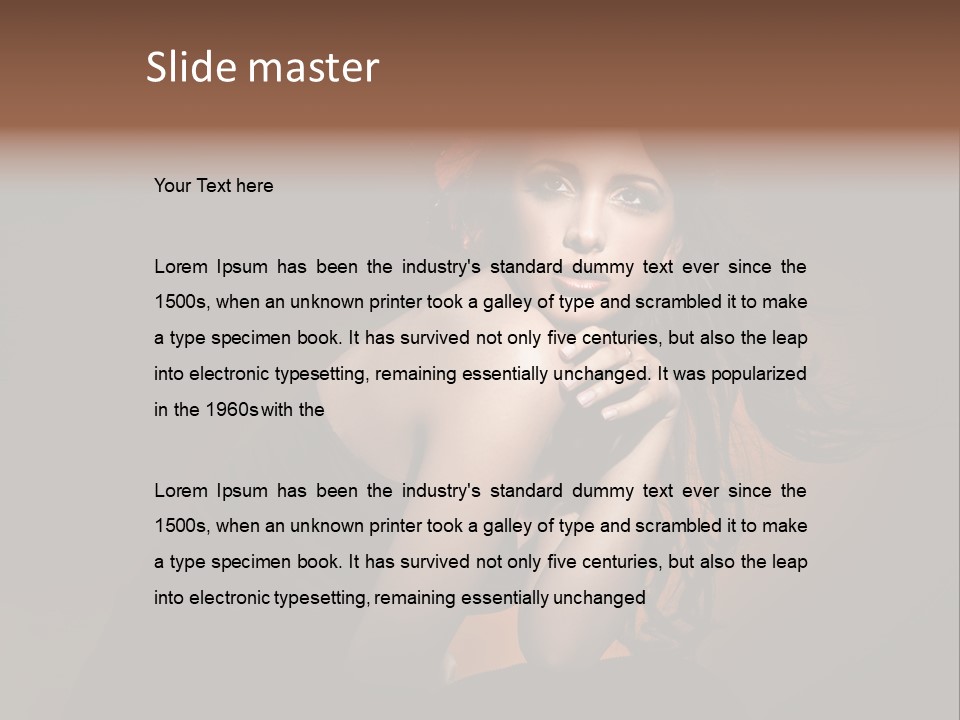 Brunette Caucasian Face PowerPoint Template