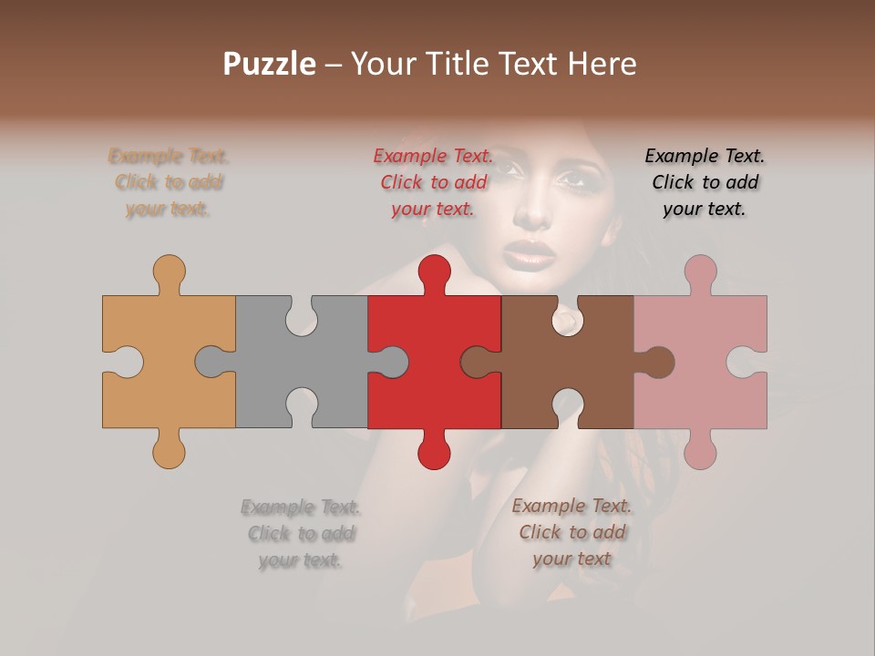 Brunette Caucasian Face PowerPoint Template