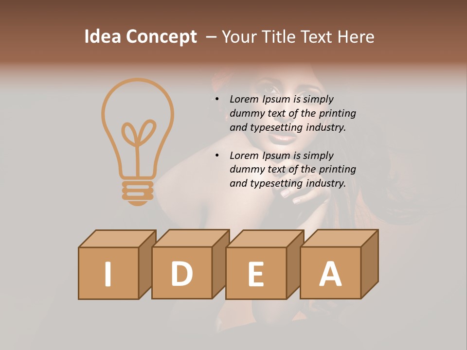 Brunette Caucasian Face PowerPoint Template