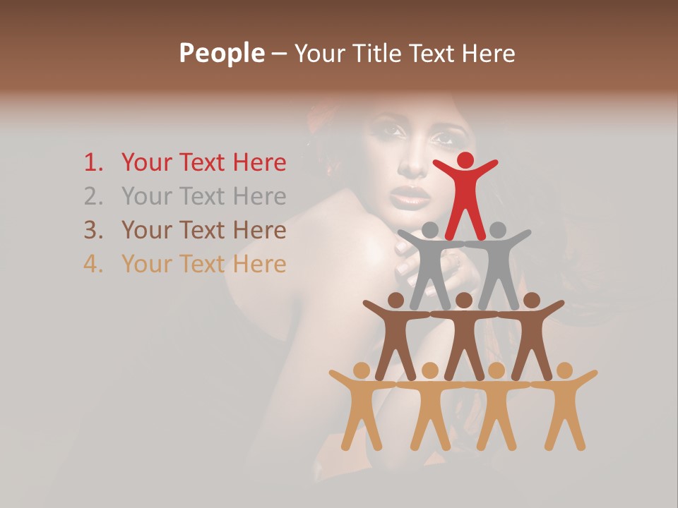 Brunette Caucasian Face PowerPoint Template