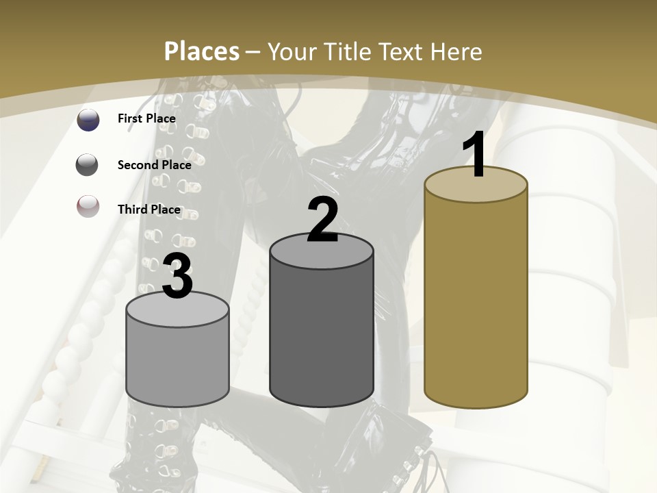 A Woman In A Black Cat Suit Is Posing On A Pole PowerPoint Template