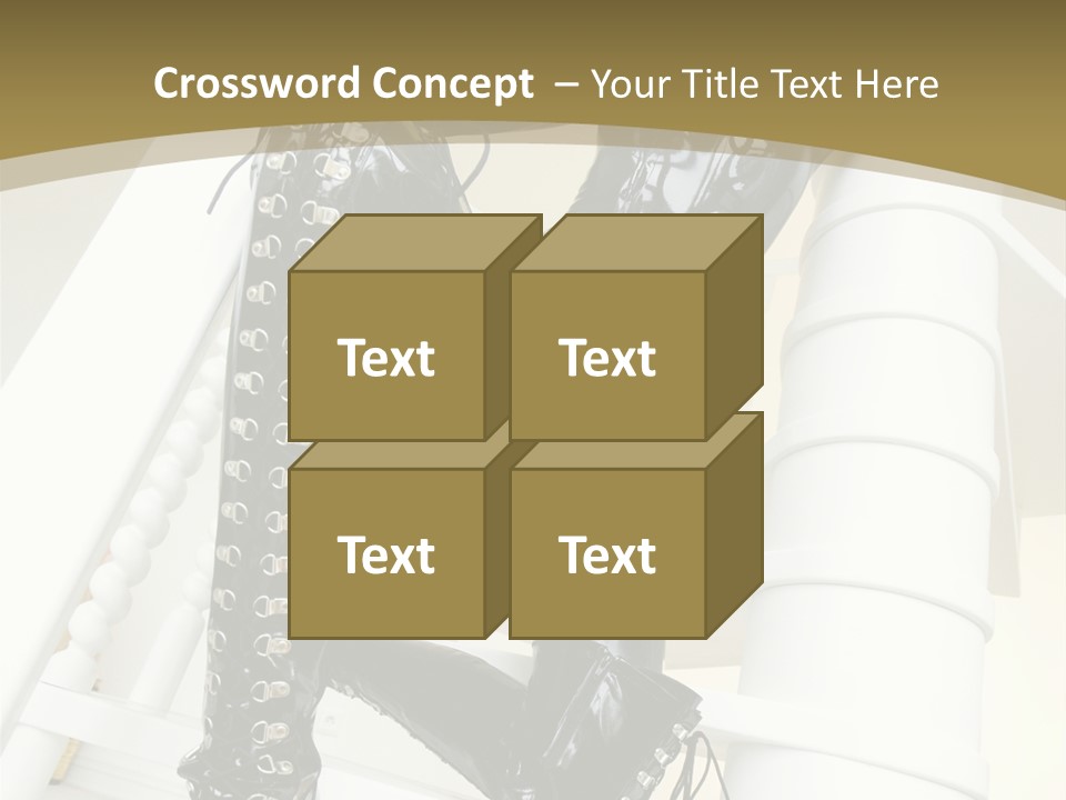 A Woman In A Black Cat Suit Is Posing On A Pole PowerPoint Template