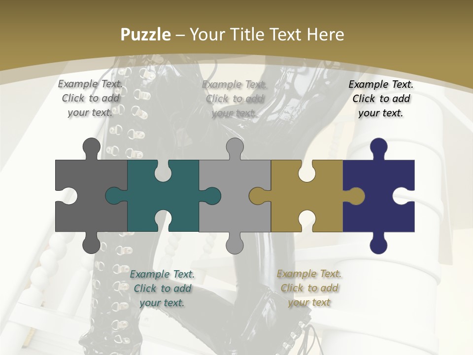 A Woman In A Black Cat Suit Is Posing On A Pole PowerPoint Template