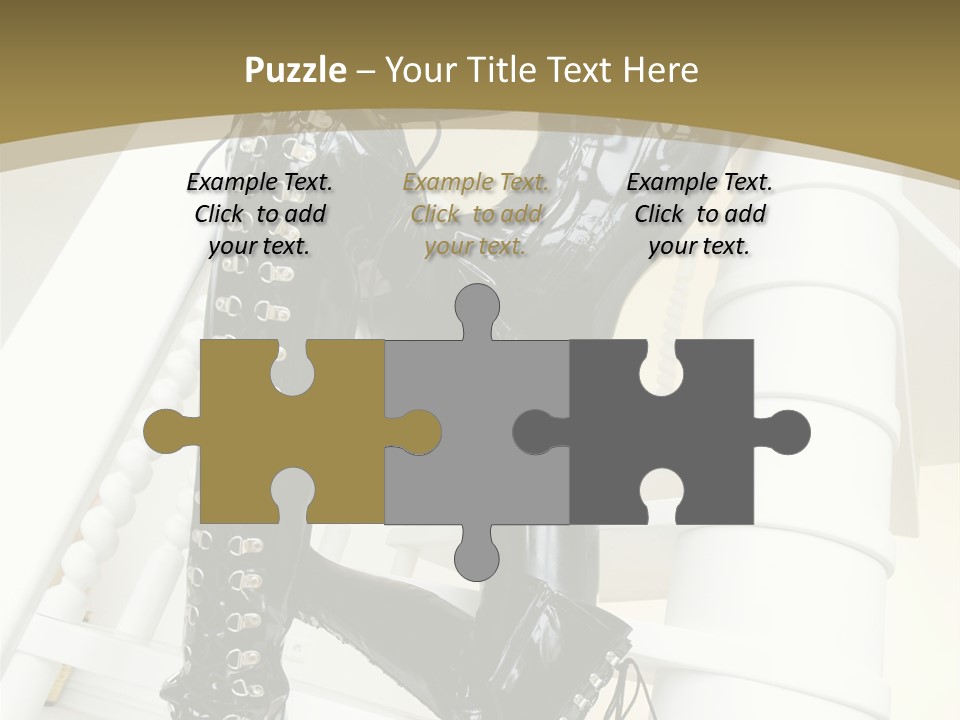 A Woman In A Black Cat Suit Is Posing On A Pole PowerPoint Template