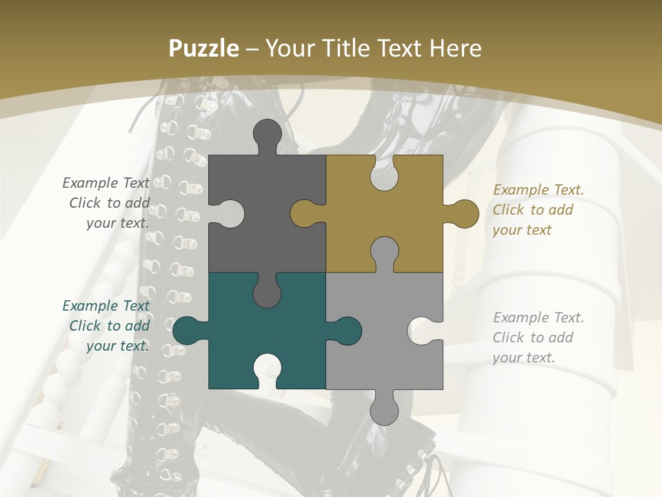 A Woman In A Black Cat Suit Is Posing On A Pole PowerPoint Template