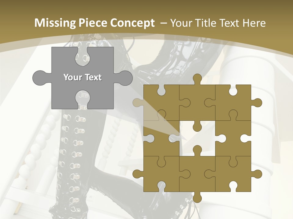 A Woman In A Black Cat Suit Is Posing On A Pole PowerPoint Template