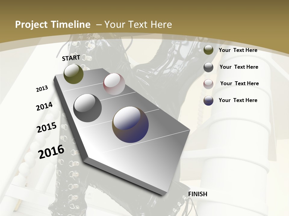 A Woman In A Black Cat Suit Is Posing On A Pole PowerPoint Template