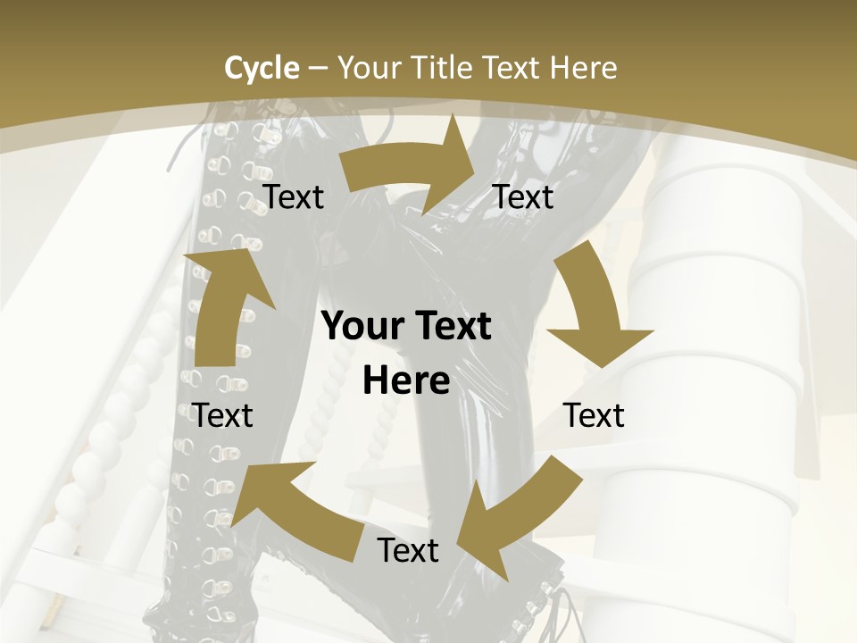 A Woman In A Black Cat Suit Is Posing On A Pole PowerPoint Template