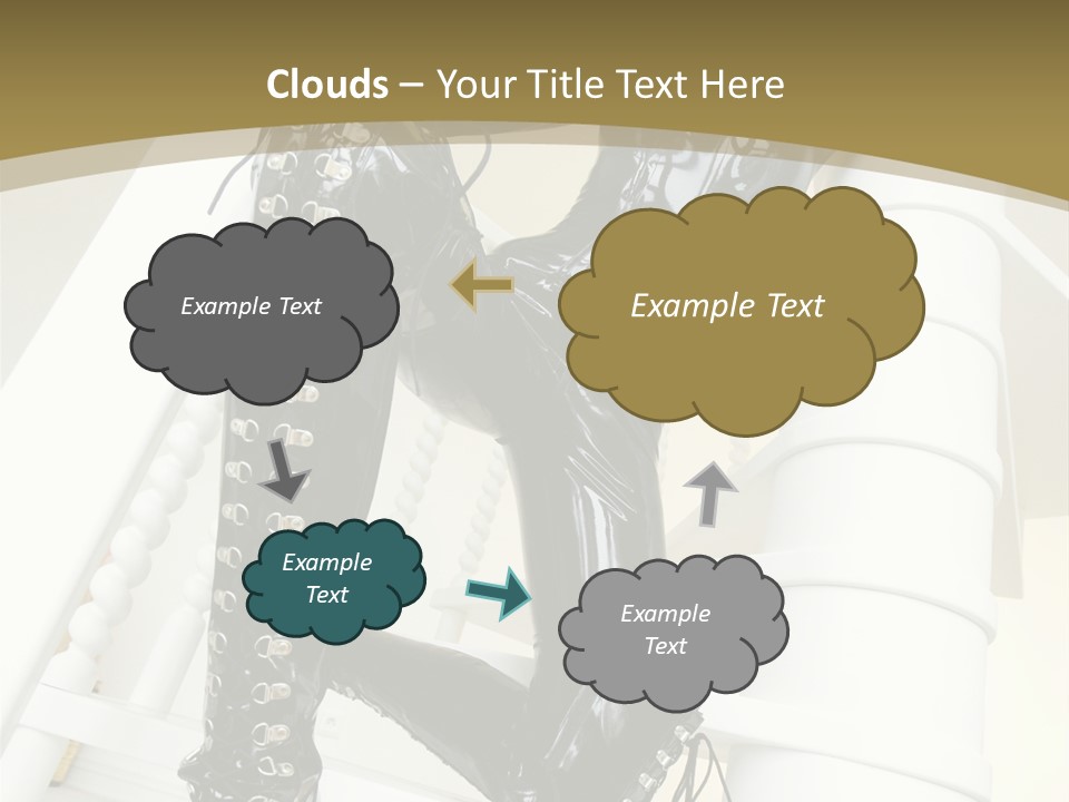 A Woman In A Black Cat Suit Is Posing On A Pole PowerPoint Template