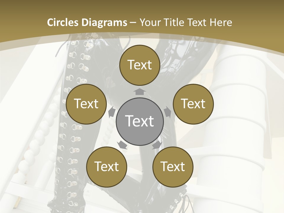 A Woman In A Black Cat Suit Is Posing On A Pole PowerPoint Template