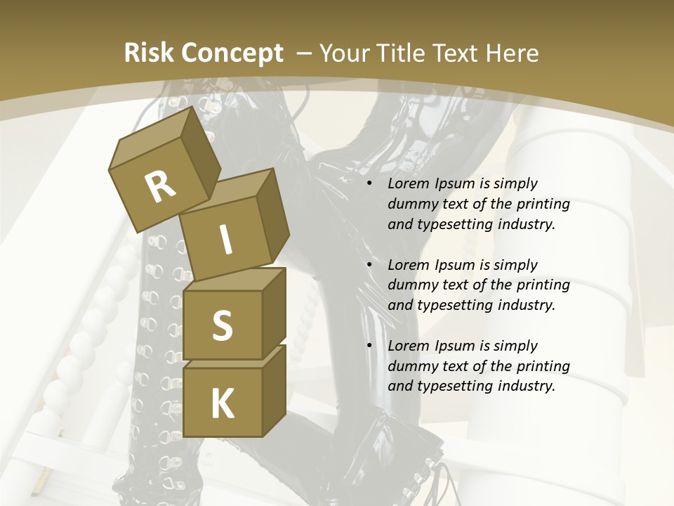 A Woman In A Black Cat Suit Is Posing On A Pole PowerPoint Template