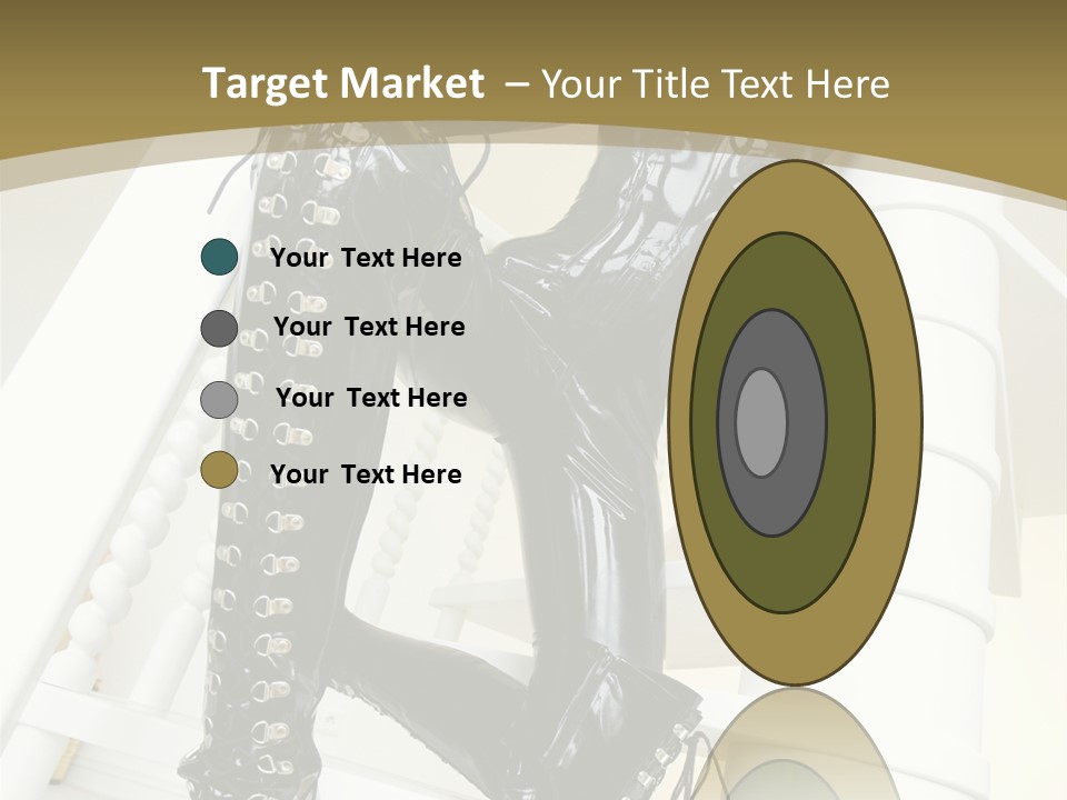 A Woman In A Black Cat Suit Is Posing On A Pole PowerPoint Template