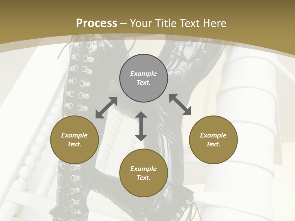 A Woman In A Black Cat Suit Is Posing On A Pole PowerPoint Template