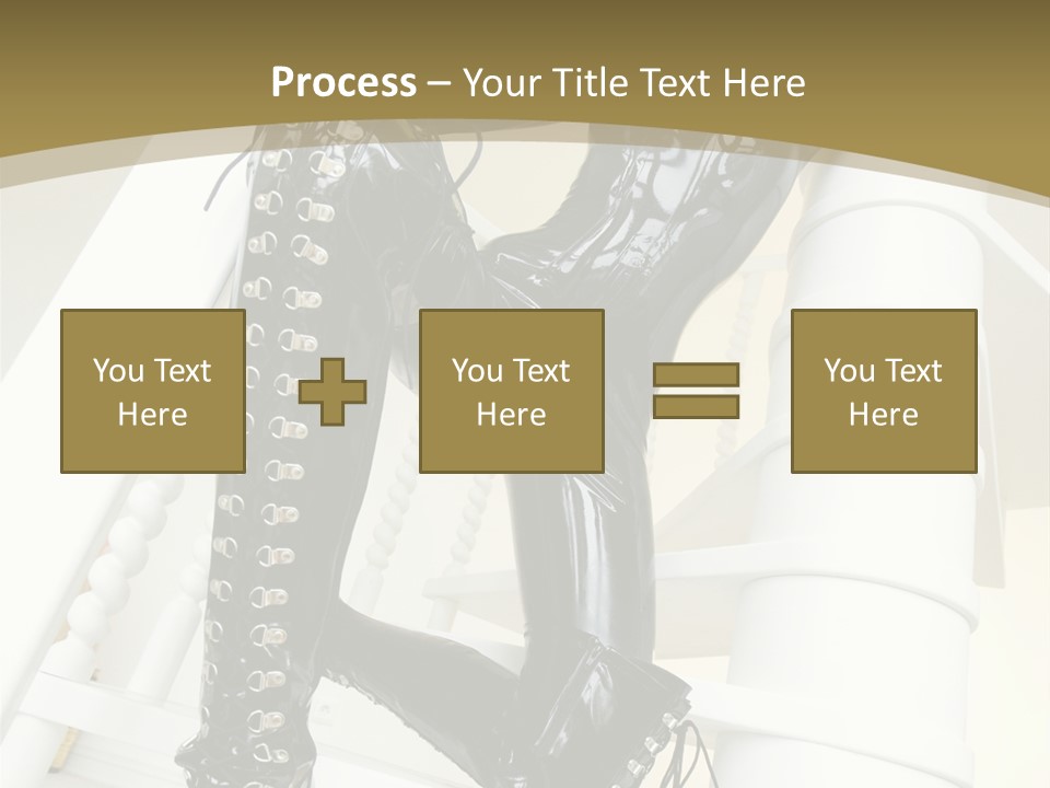 A Woman In A Black Cat Suit Is Posing On A Pole PowerPoint Template