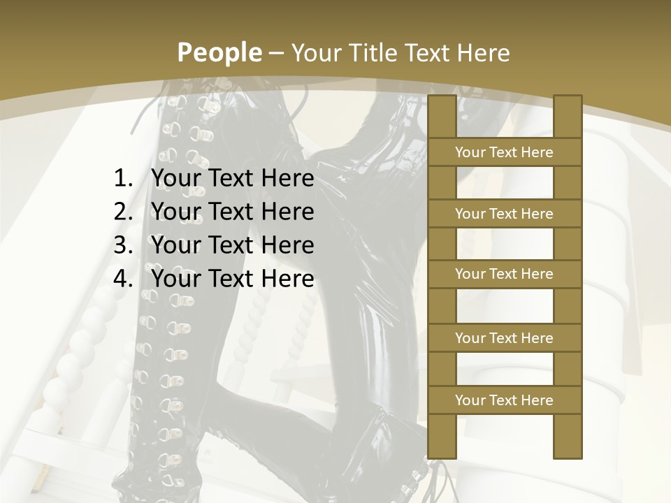 A Woman In A Black Cat Suit Is Posing On A Pole PowerPoint Template