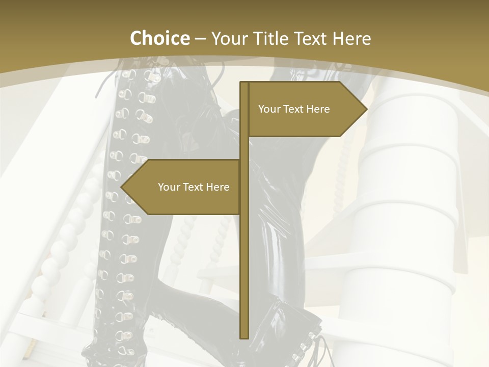 A Woman In A Black Cat Suit Is Posing On A Pole PowerPoint Template