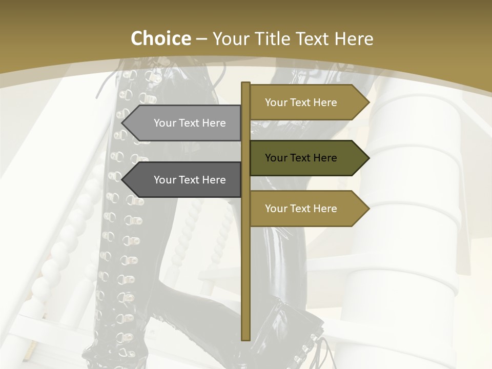 A Woman In A Black Cat Suit Is Posing On A Pole PowerPoint Template