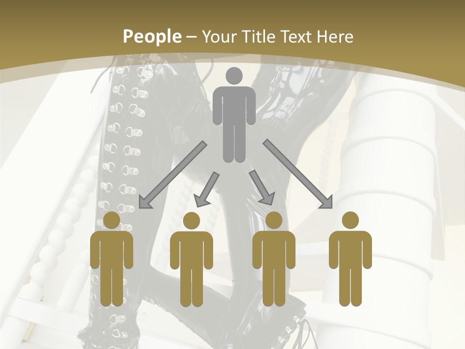 A Woman In A Black Cat Suit Is Posing On A Pole PowerPoint Template